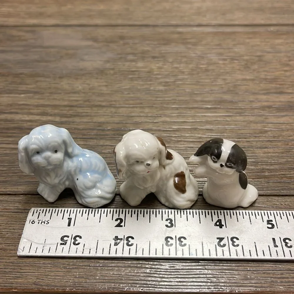 3 Vintage Pekinese Ceramic Figurines, Made in Japan